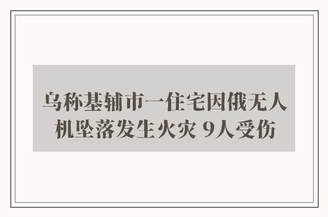 乌称基辅市一住宅因俄无人机坠落发生火灾 9人受伤