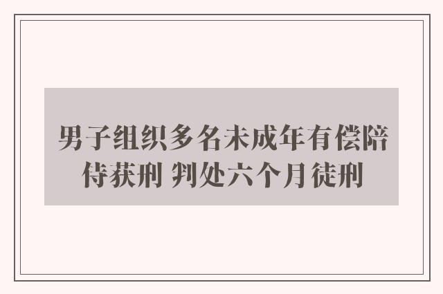 男子组织多名未成年有偿陪侍获刑 判处六个月徒刑