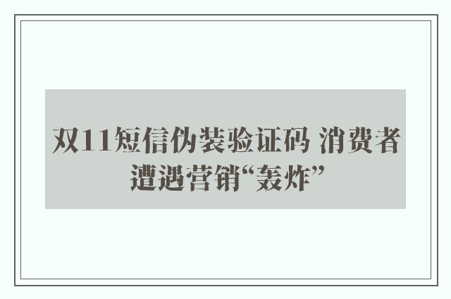 双11短信伪装验证码 消费者遭遇营销“轰炸”