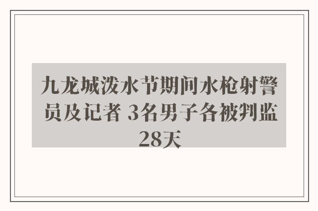 九龙城泼水节期间水枪射警员及记者 3名男子各被判监28天