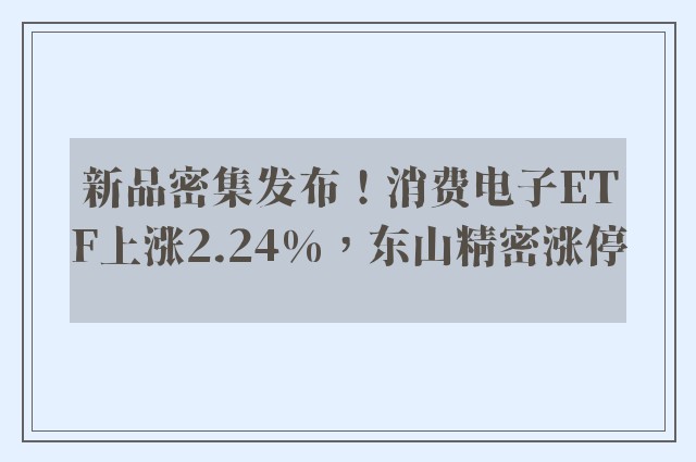 新品密集发布！消费电子ETF上涨2.24%，东山精密涨停