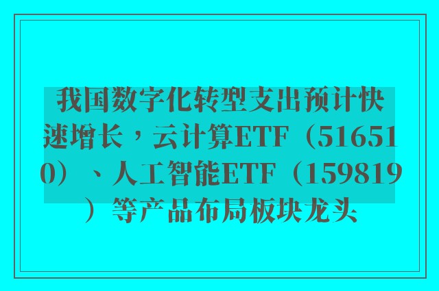 我国数字化转型支出预计快速增长，云计算ETF（516510）、人工智能ETF（159819）等产品布局板块龙头