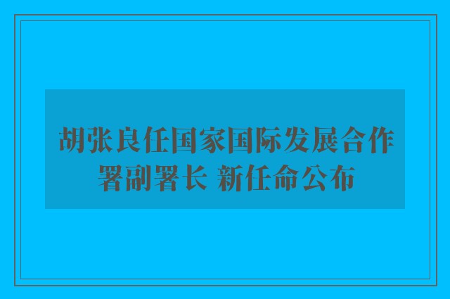 胡张良任国家国际发展合作署副署长 新任命公布