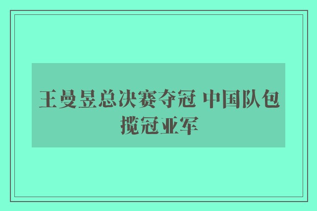 王曼昱总决赛夺冠 中国队包揽冠亚军