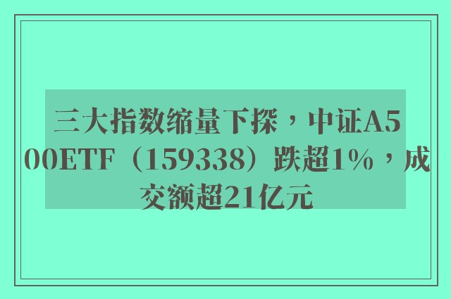 三大指数缩量下探，中证A500ETF（159338）跌超1%，成交额超21亿元