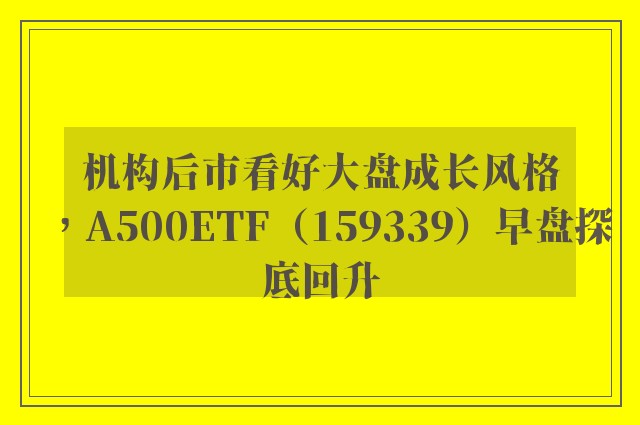 机构后市看好大盘成长风格，A500ETF（159339）早盘探底回升