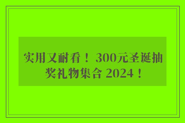 实用又耐看！ 300元圣诞抽奖礼物集合 2024！