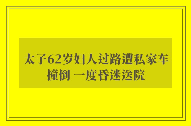 太子62岁妇人过路遭私家车撞倒 一度昏迷送院