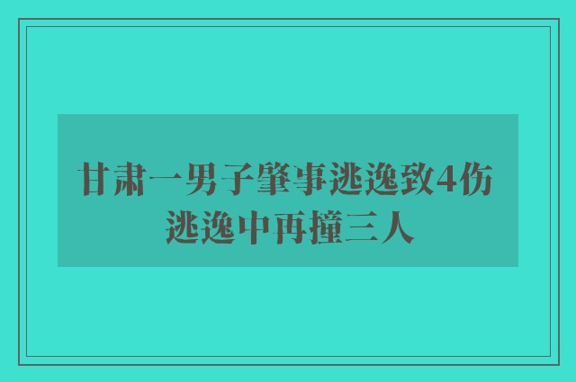 甘肃一男子肇事逃逸致4伤 逃逸中再撞三人